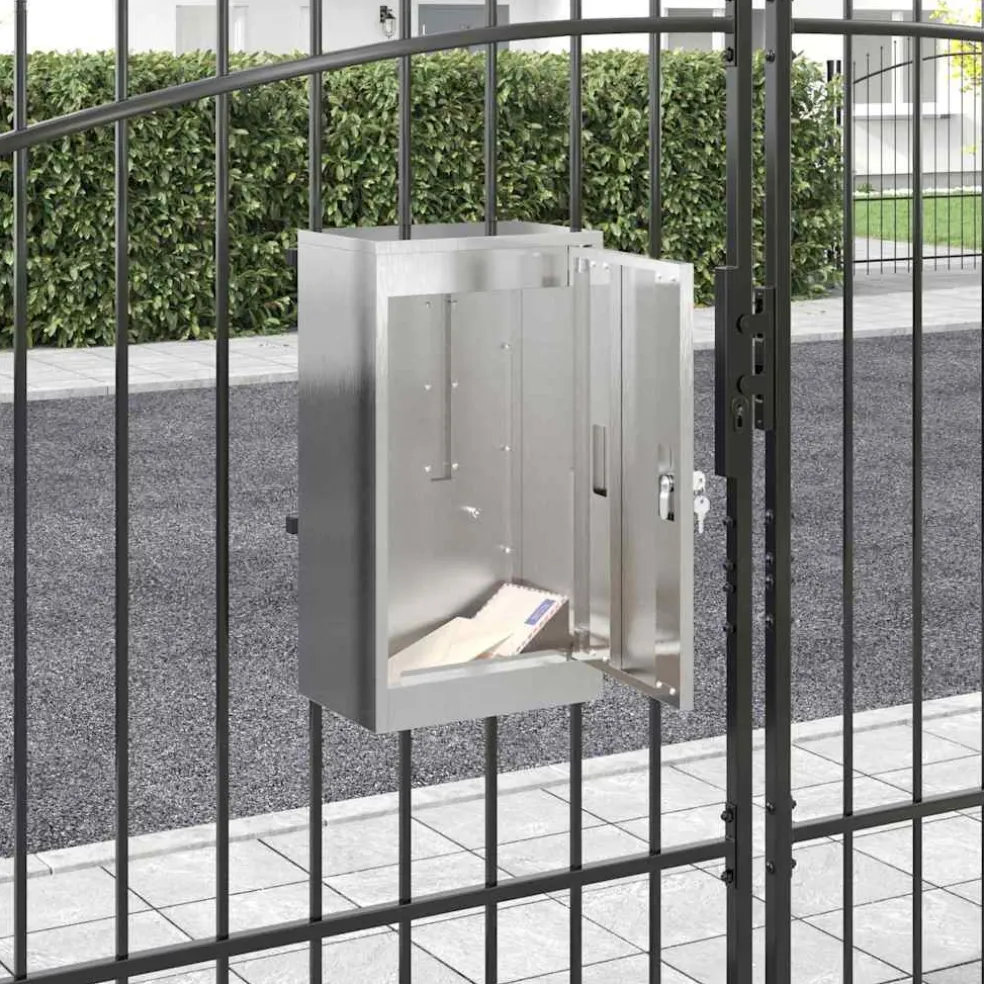 vidaXL Brievenbus met opslag Zilver 30 x 20 x 55 cm Roestvrij staal