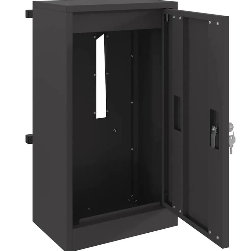 vidaXL Brievenbus met opslag met de deur Zwart 30 x 20 x 55 cm Staal