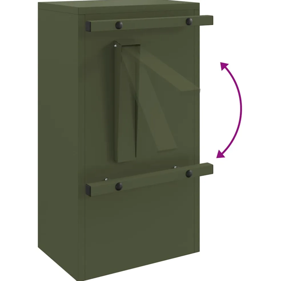 vidaXL Brievenbus met opslag met slot Olijfgroen 30 x 20 x 55 cm Staal