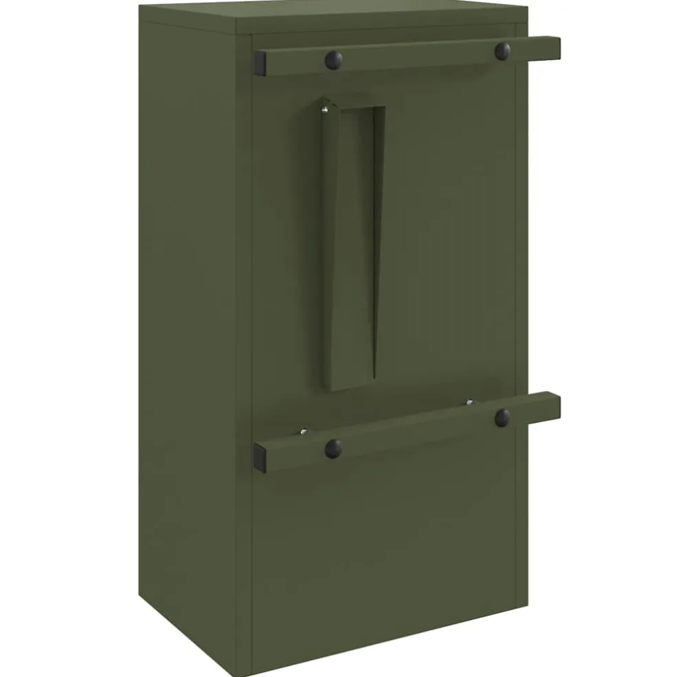 vidaXL Brievenbus met opslag met slot Olijfgroen 30 x 20 x 55 cm Staal