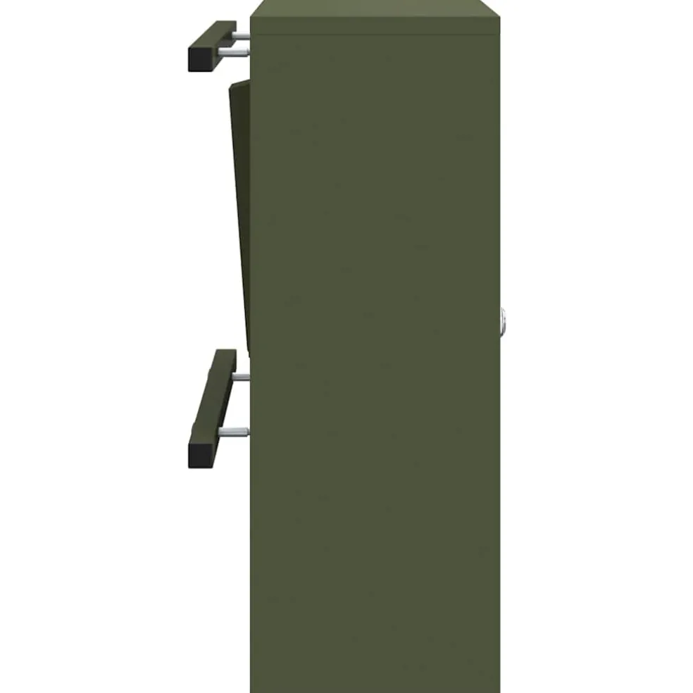 vidaXL Brievenbus met opslag met slot Olijfgroen 30 x 20 x 55 cm Staal