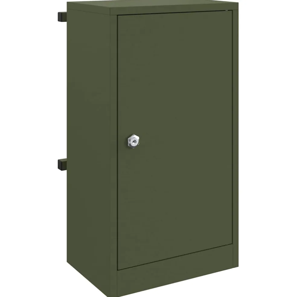 vidaXL Brievenbus met opslag met slot Olijfgroen 30 x 20 x 55 cm Staal