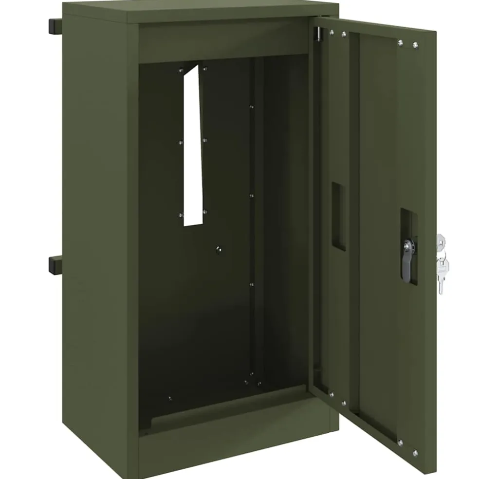 vidaXL Brievenbus met opslag met slot Olijfgroen 30 x 20 x 55 cm Staal