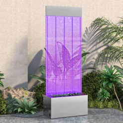 vidaXL Bubbelzuil met RGB LED's 110 cm roestvrij staal en acryl