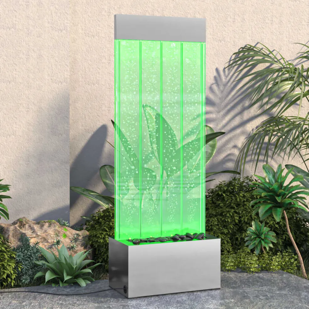 vidaXL Bubbelzuil met RGB LED's 110 cm roestvrij staal en acryl
