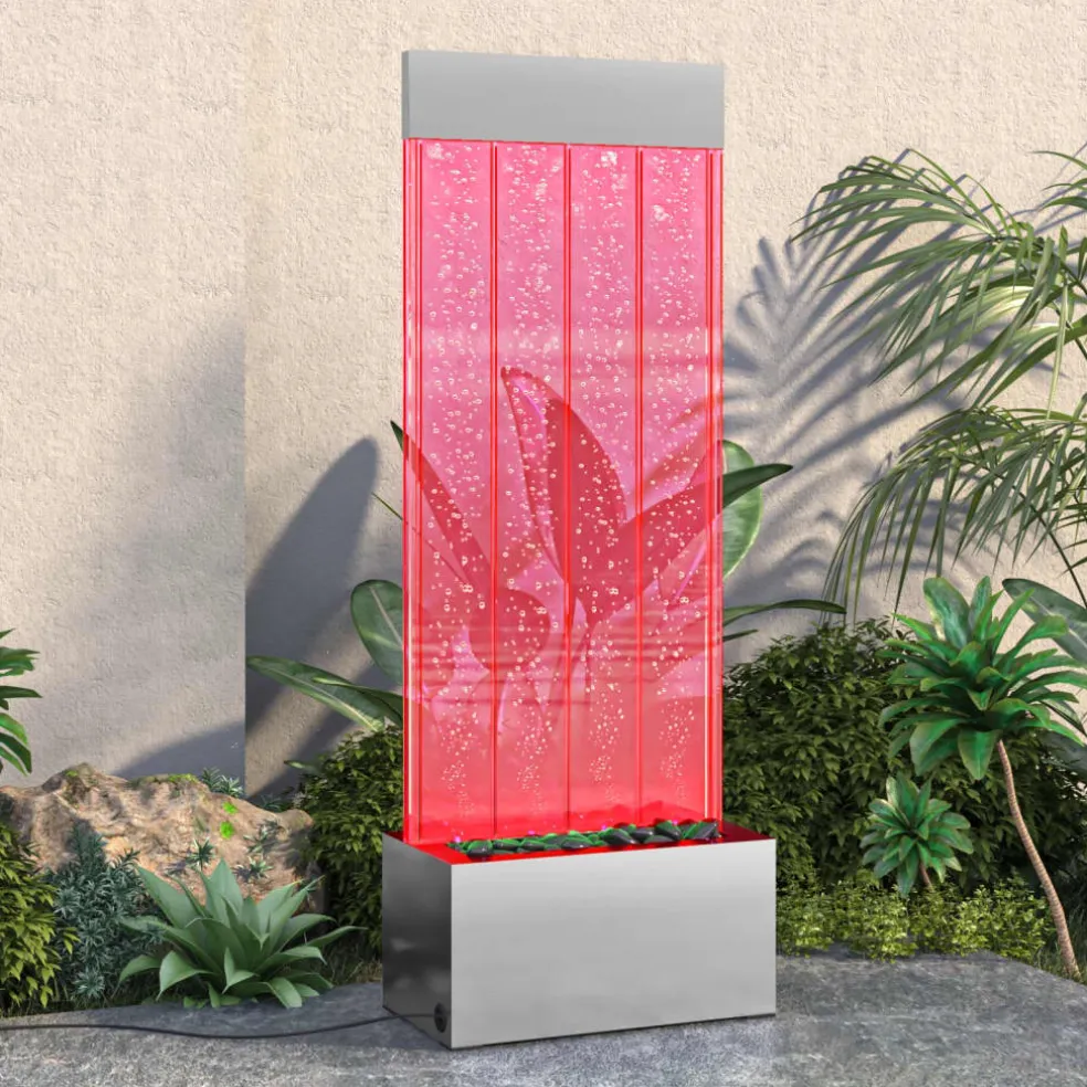 vidaXL Bubbelzuil met RGB LED's 110 cm roestvrij staal en acryl