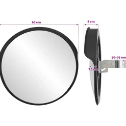 vidaXL Buiten Convex Verkeersspiegel Zwart Ø60 cm Polycarbonaat
