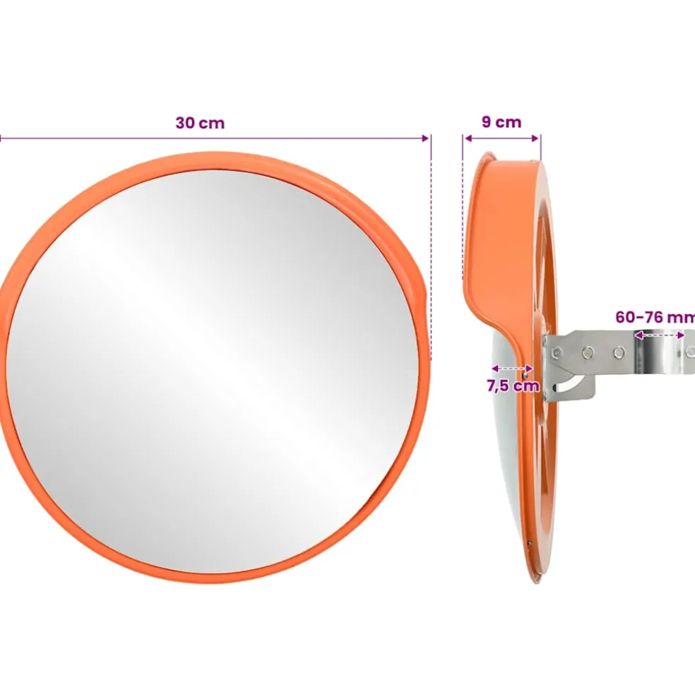 vidaXL Buiten Convex Verkeersspiegel Oranje Ø30 cm Polycarbonaat