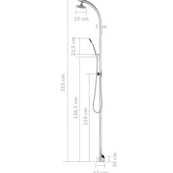 vidaXL Buitendouche 215 cm aluminium