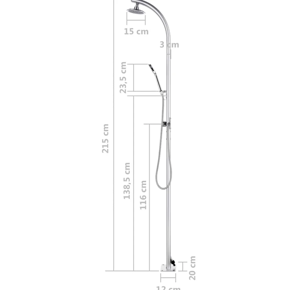 vidaXL Buitendouche 215 cm aluminium