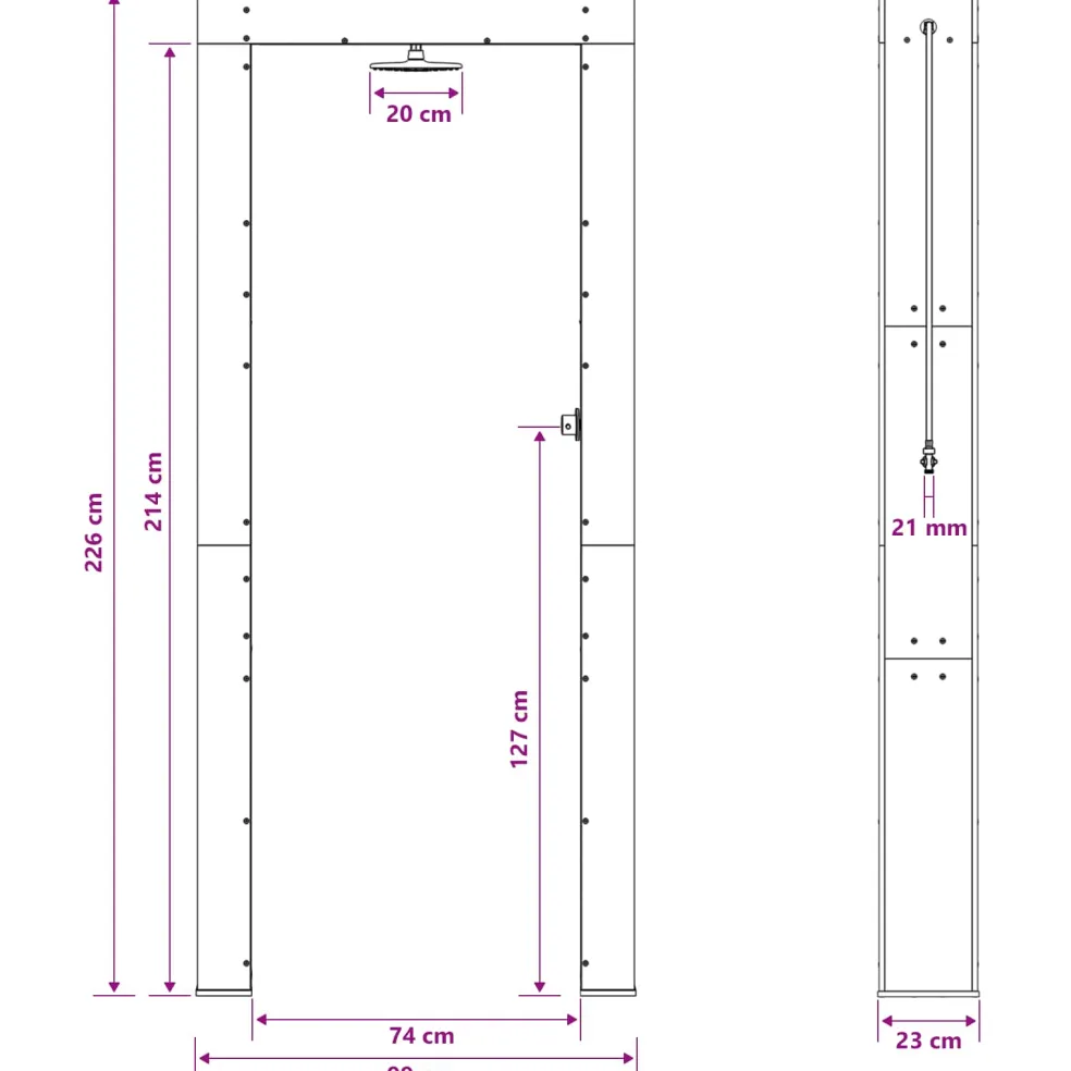 vidaXL Buitendouche 226 cm Geïmpregneerd dennenhout en roestvrij staal