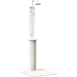 vidaXL Buitendouche 206 cm Massief grenenhout en roestvrij staal Wit
