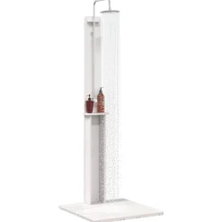 vidaXL Buitendouche 206 cm Massief grenenhout en roestvrij staal Wit