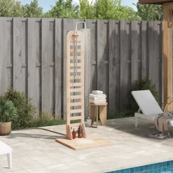 vidaXL Buitendouche 223 cm Massief grenenhout en roestvrij staal