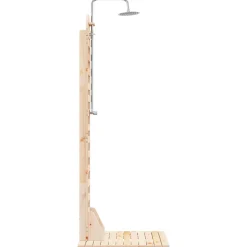 vidaXL Buitendouche 223 cm Massief grenenhout en roestvrij staal