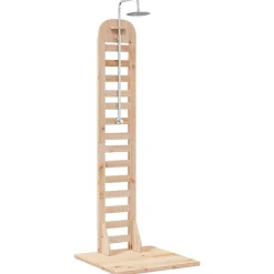 vidaXL Buitendouche 223 cm Massief grenenhout en roestvrij staal