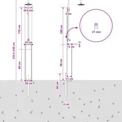 vidaXL Buitendouche 223 cm Massief grenenhout en roestvrij staal