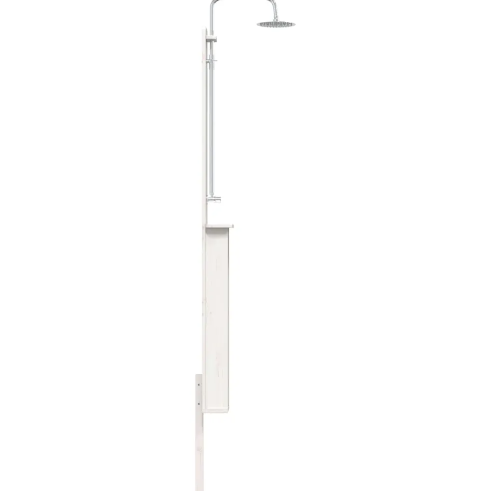 vidaXL Buitendouche 246 cm Massief grenenhout en roestvrij staal Wit