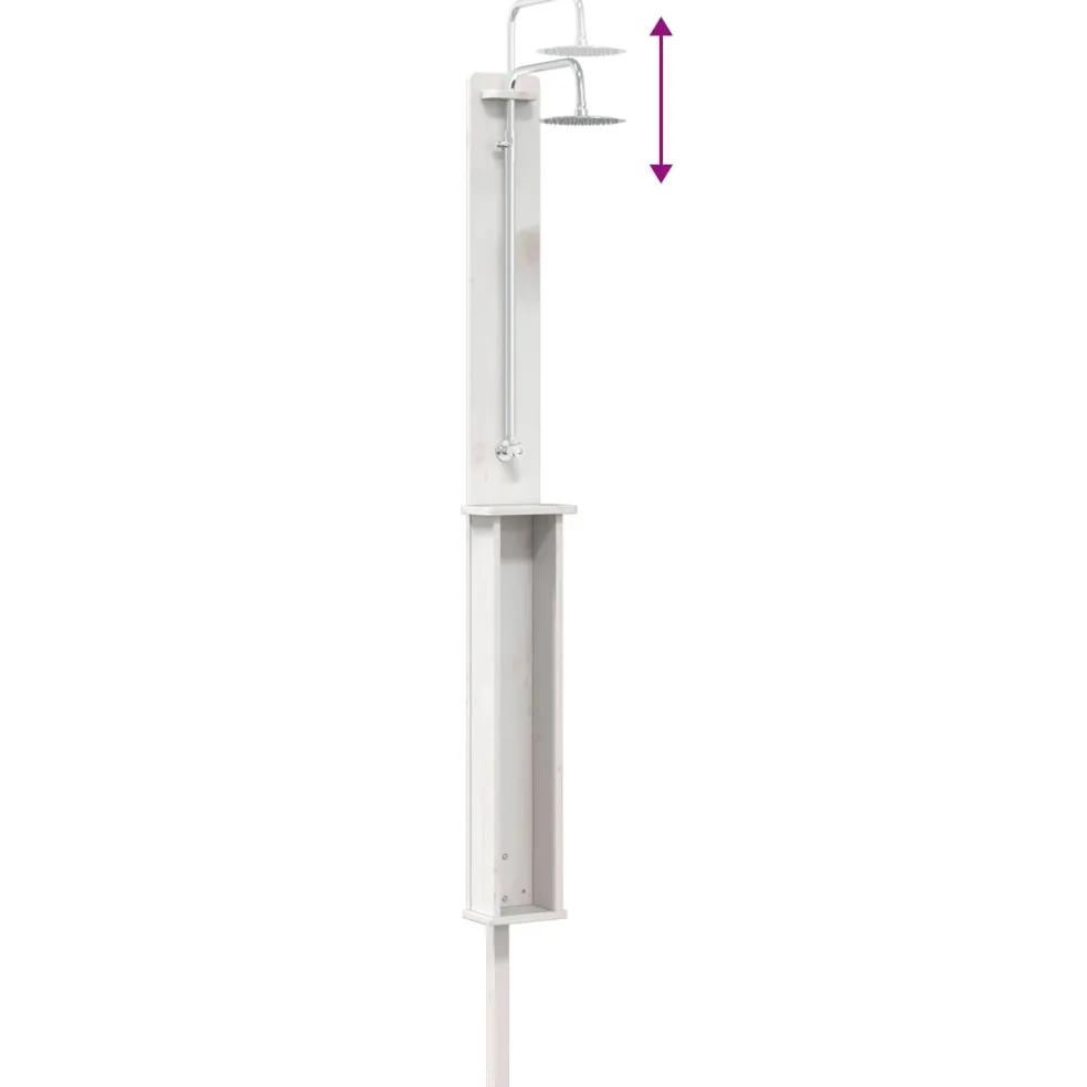 vidaXL Buitendouche 246 cm Massief grenenhout en roestvrij staal Wit