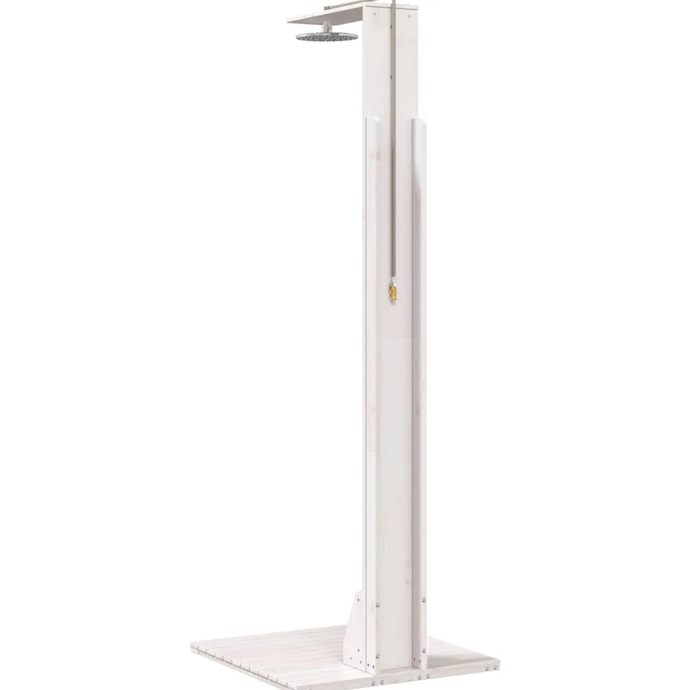 vidaXL Buitendouche 214,5 cm Massief grenenhout en roestvrij staal Wit