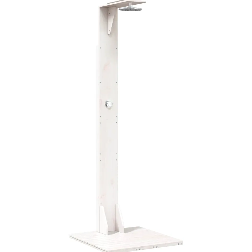 vidaXL Buitendouche 214,5 cm Massief grenenhout en roestvrij staal Wit