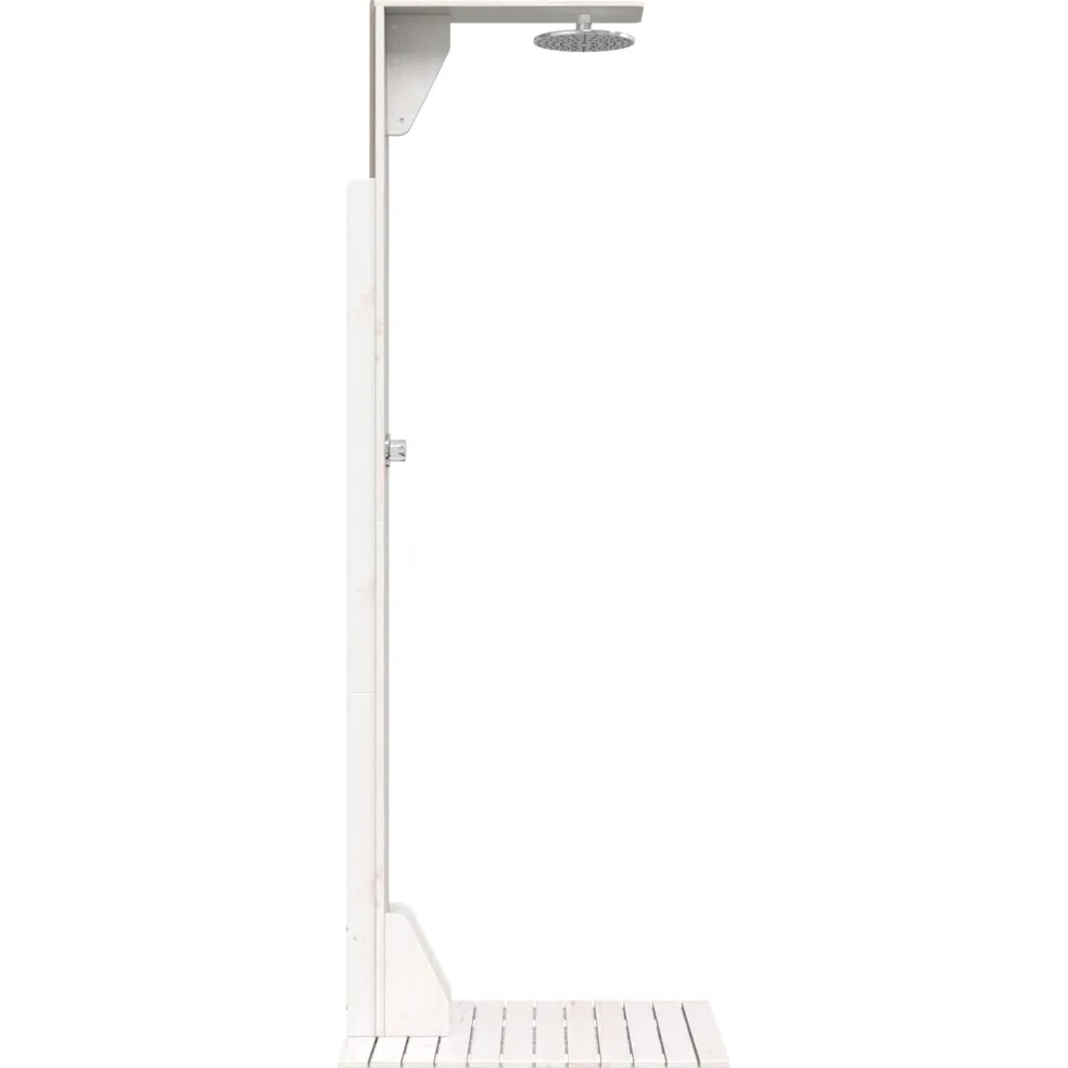 vidaXL Buitendouche 214,5 cm Massief grenenhout en roestvrij staal Wit