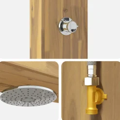 vidaXL Buitendouche 226 cm Massief acaciahout en roestvrij staal Wit