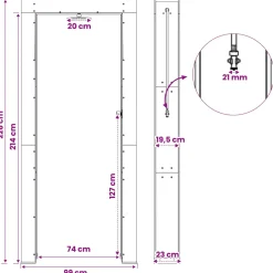 vidaXL Buitendouche 226 cm Massief acaciahout en roestvrij staal Wit