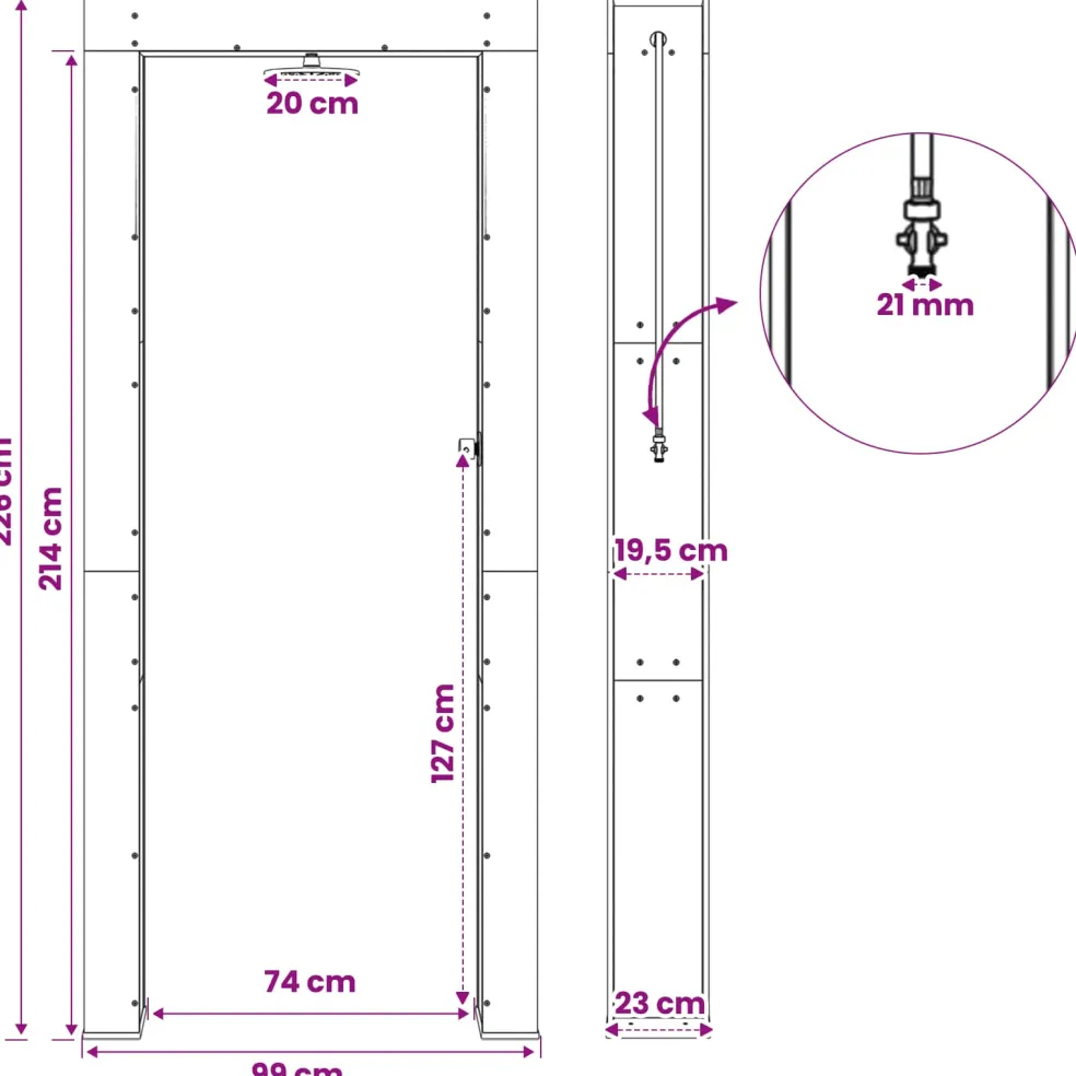 vidaXL Buitendouche 226 cm Massief acaciahout en roestvrij staal Wit