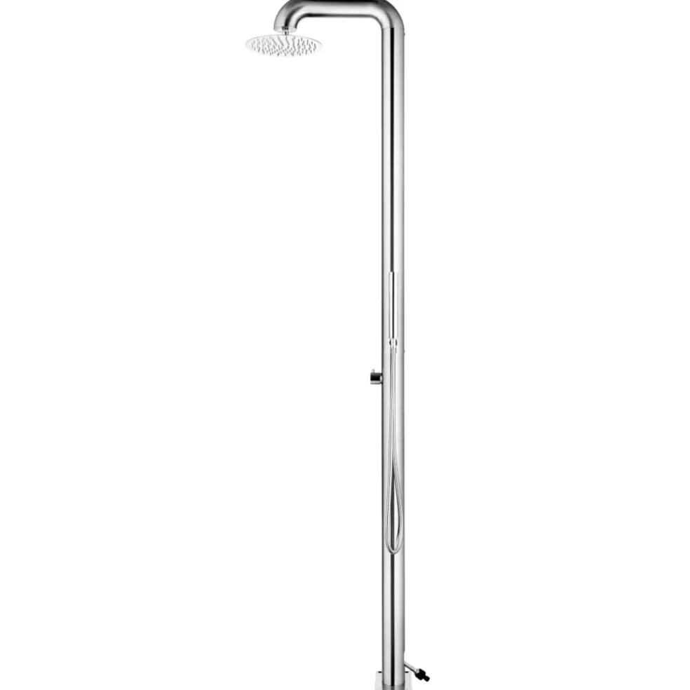 vidaXL Buitendouche met grijze basis 230 cm roestvrij staal