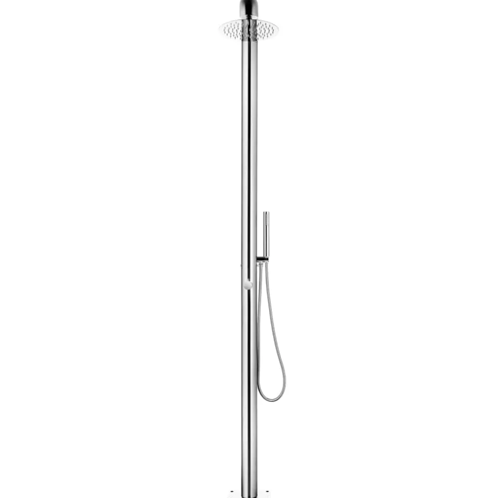 vidaXL Buitendouche met grijze basis 230 cm roestvrij staal