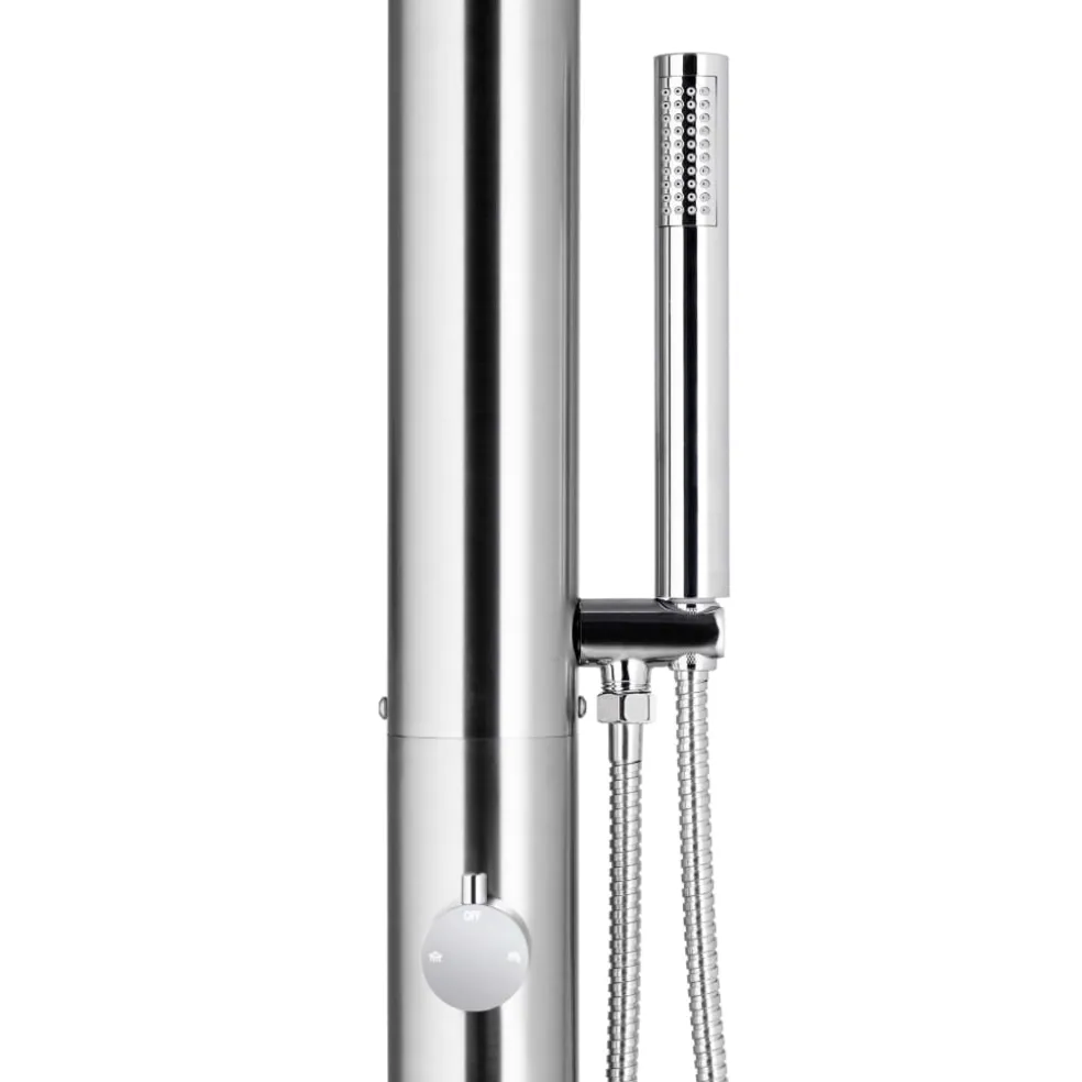 vidaXL Buitendouche met grijze basis 230 cm roestvrij staal