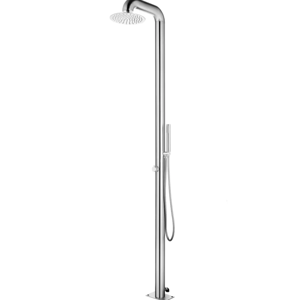 vidaXL Buitendouche met grijze basis 230 cm roestvrij staal