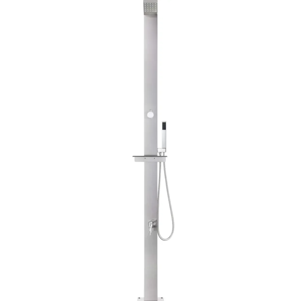 vidaXL Buitendouche met grijze basis 225 cm roestvrij staal