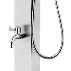 vidaXL Buitendouche met grijze basis 225 cm roestvrij staal