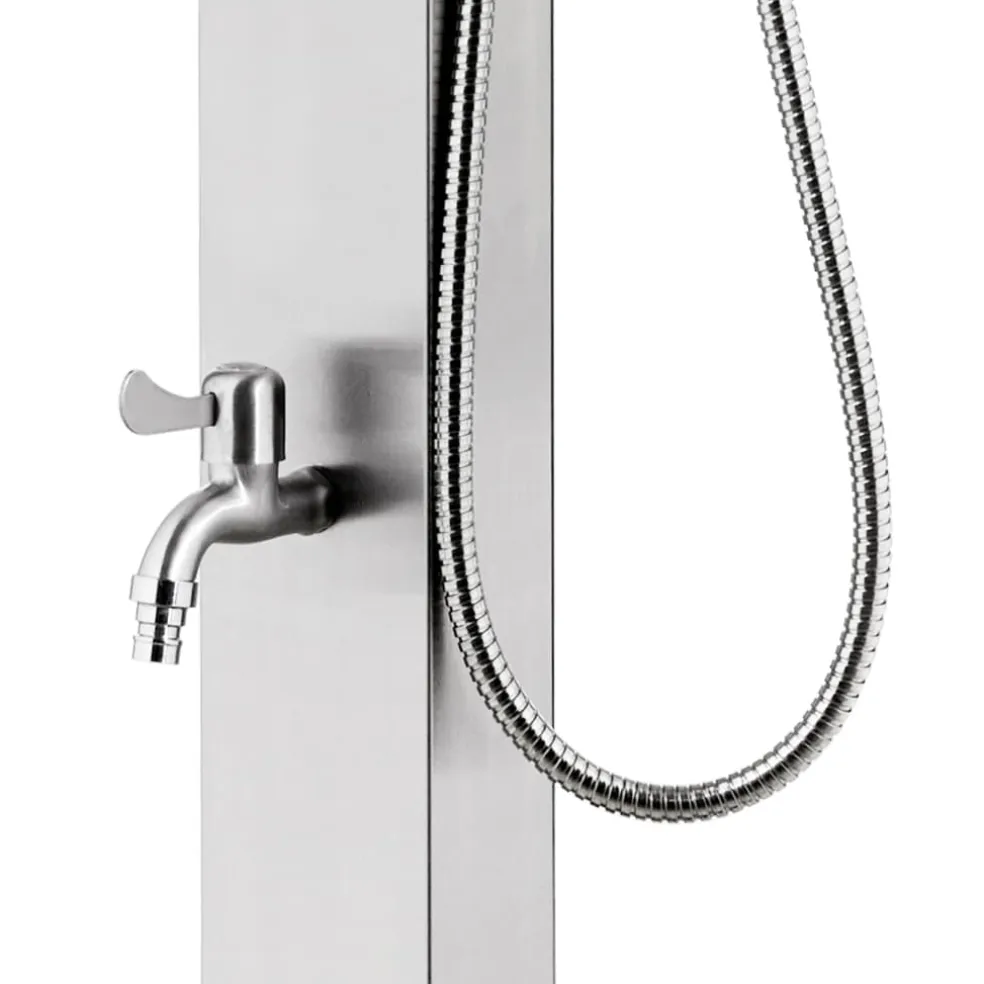vidaXL Buitendouche met grijze basis 225 cm roestvrij staal