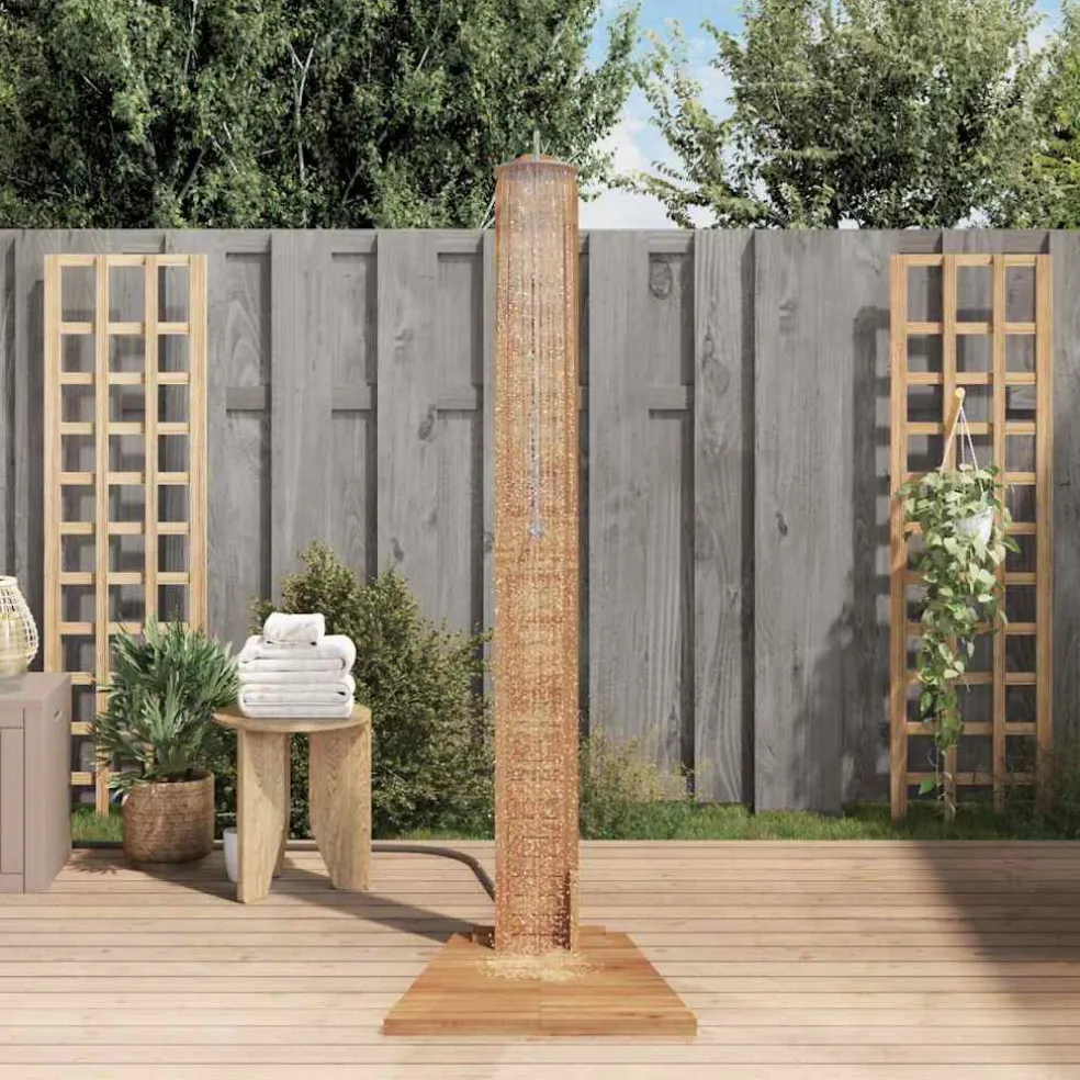 vidaXL Buitendouche 70x75x204 cm massief teakhout