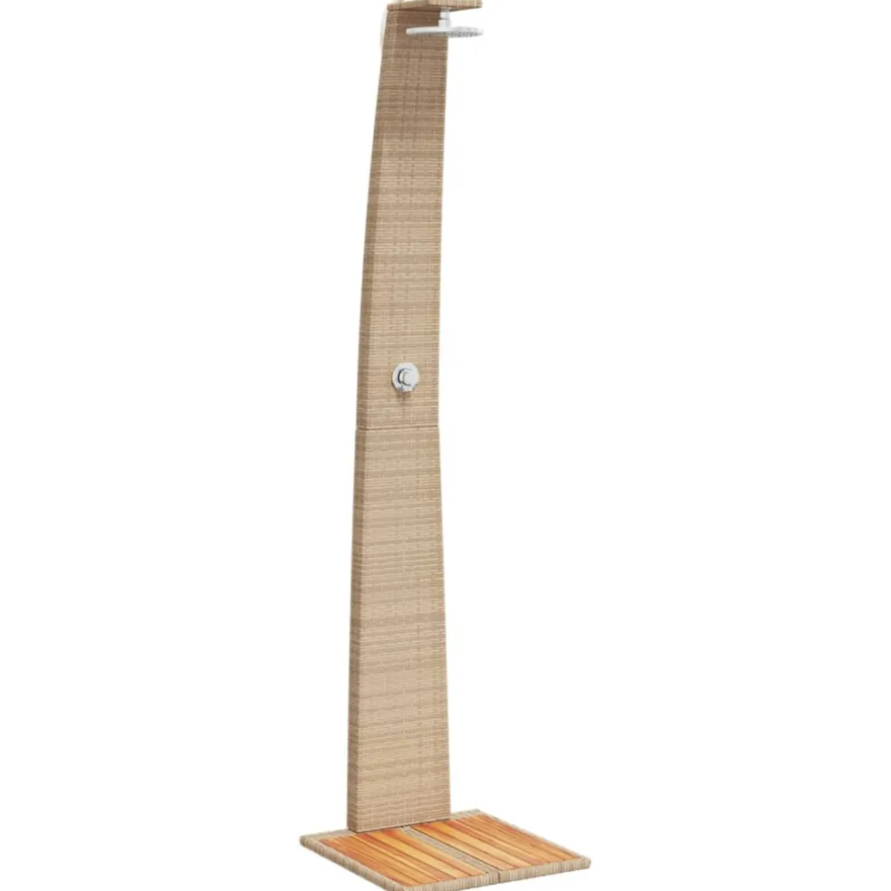 vidaXL Buitendouche 55x60x224 cm poly rattan en acaciahout beige