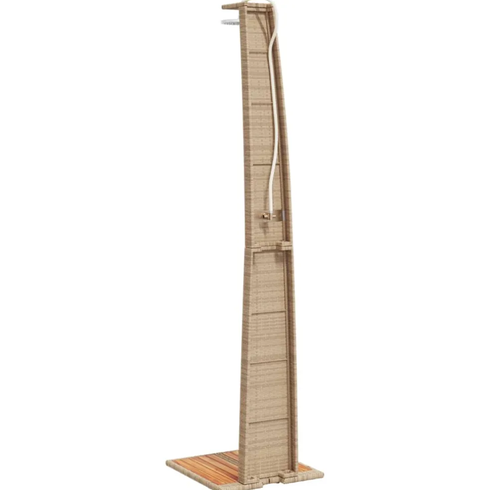 vidaXL Buitendouche 55x60x224 cm poly rattan en acaciahout beige