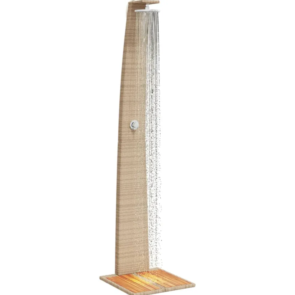 vidaXL Buitendouche 55x60x224 cm poly rattan en acaciahout beige