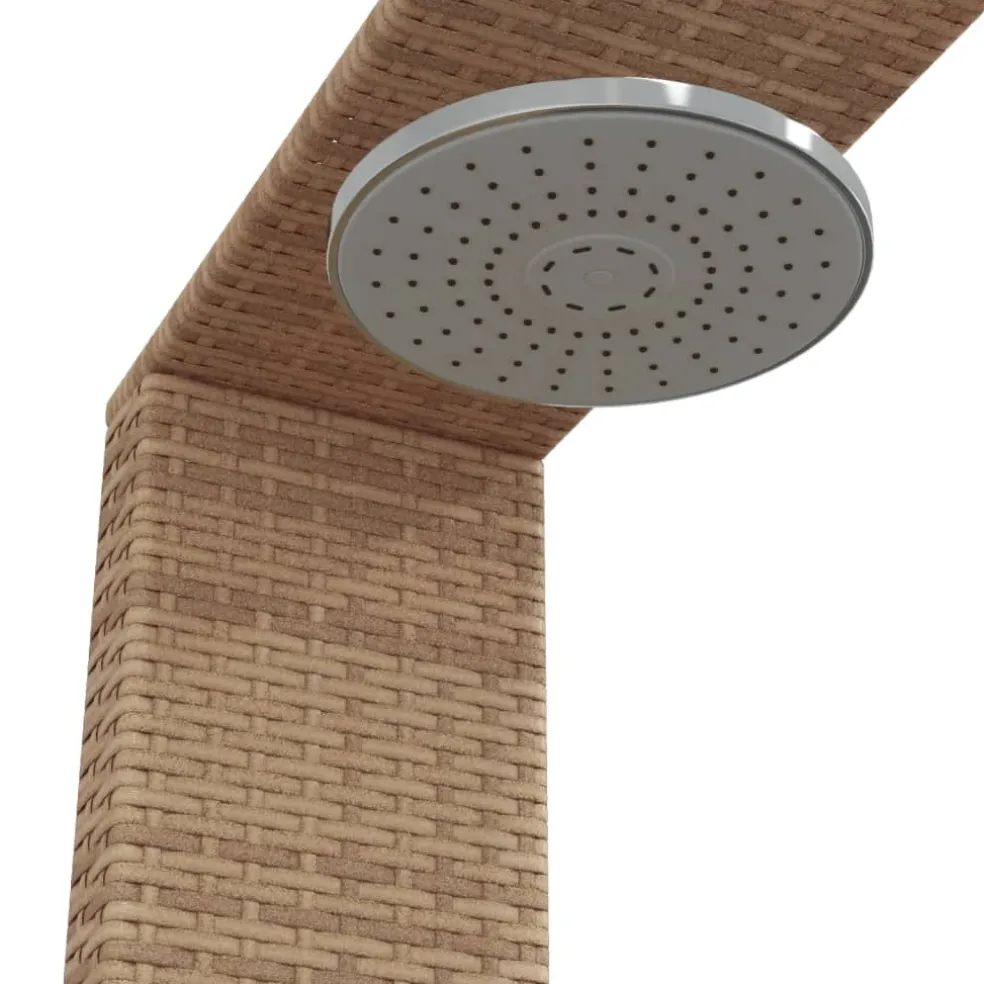 vidaXL Buitendouche 100x100x241,5 cm poly rattan en acaciahout beige