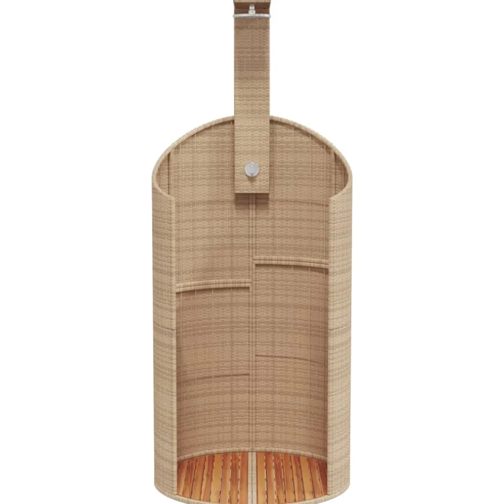vidaXL Buitendouche 100x100x241,5 cm poly rattan en acaciahout beige