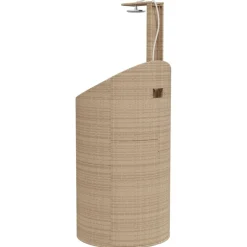 vidaXL Buitendouche 100x100x241,5 cm poly rattan en acaciahout beige