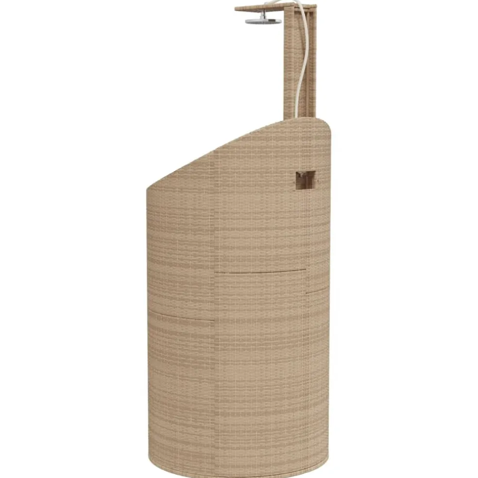 vidaXL Buitendouche 100x100x241,5 cm poly rattan en acaciahout beige