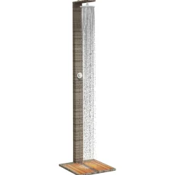 vidaXL Buitendouche 50x55x224 cm poly rattan en acaciahout grijs