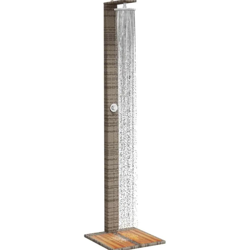 vidaXL Buitendouche 50x55x224 cm poly rattan en acaciahout grijs