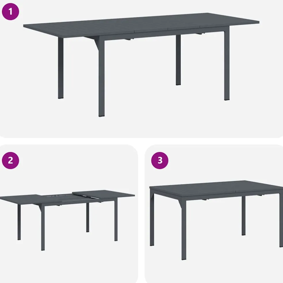 vidaXL Buiten Eettafel Opvouwbaar Antraciet 210 x 90 x 73 cm Staal
