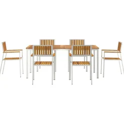 vidaXL Buiten eettafelset 7 st 180 x 90 x 75 cm