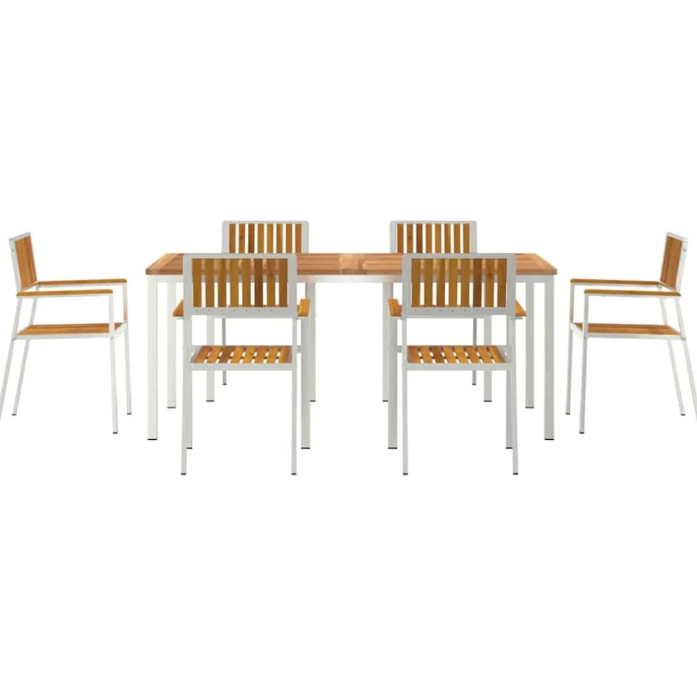 vidaXL Buiten eettafelset 7 st 180 x 90 x 75 cm