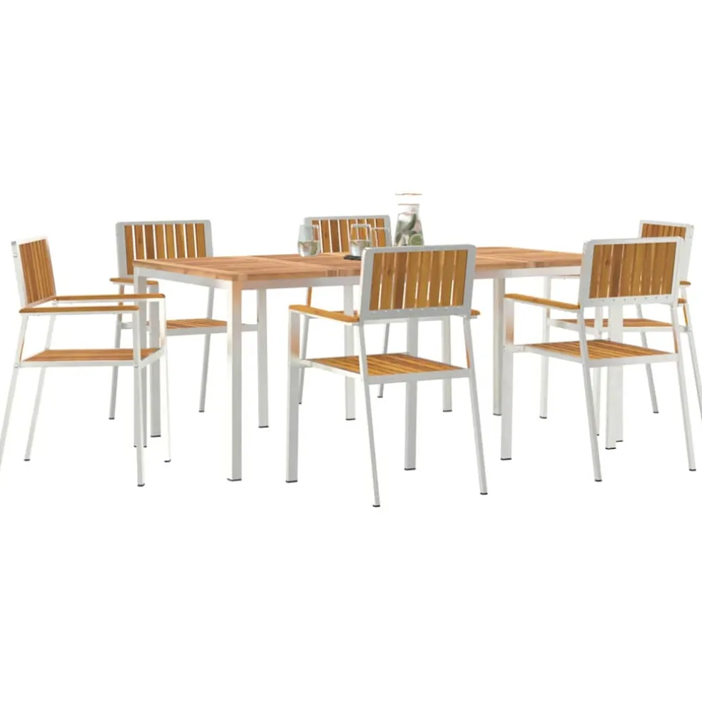vidaXL Buiten eettafelset 7 st 180 x 90 x 75 cm